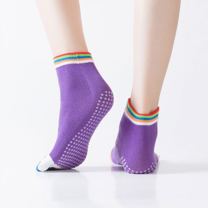 Yoga socks, five finger split toe adhesive socks